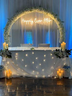 Bride & Groom table for a wedding.