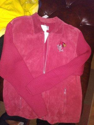 UofL sweater/suede jacket