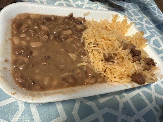 The side of beans and rice that's part of the enchiladas plate. This combo is huge!