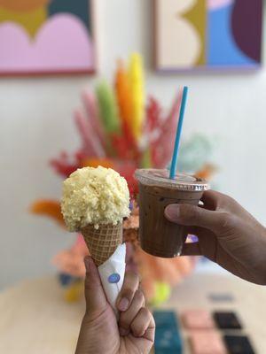 Vanilla Ice Cream and Rose Iced Chocolate