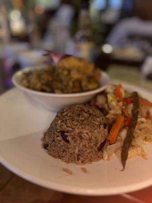 Curry Chicken, Rice & Peas with Cabbage