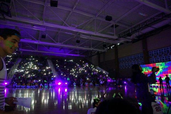 This is rancho high schools greatest moments it's our blacklight dance and assembly