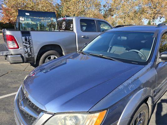 New windshield replacement on Subaru Outback in Davis.