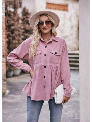 Dusty Rose baby doll corduroy top we also carry it in charcoal gray.