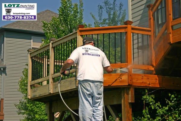 Deck Power Washing - deck pressure washing - before and after shots.  http://www.lotzpainting.com