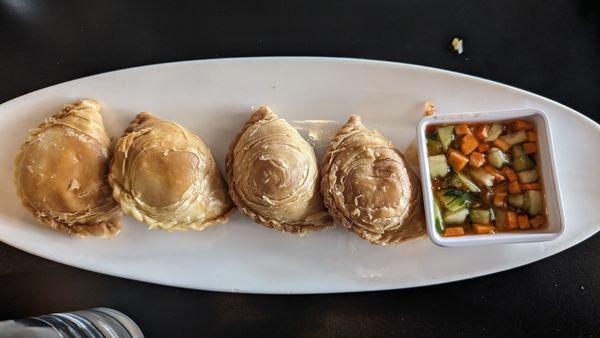 Curry Chicken puff appetizer. These are light, flakey and very tasty