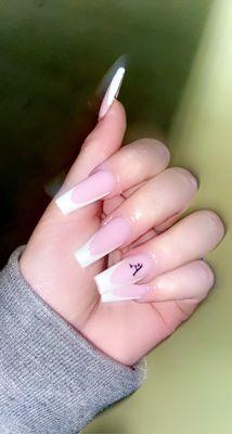 French Tip Acrylics with letter A