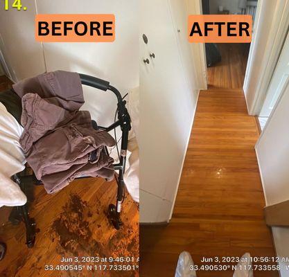 Crime scene cleanup - before and after thorough cleaning.
 Location: North Orange County