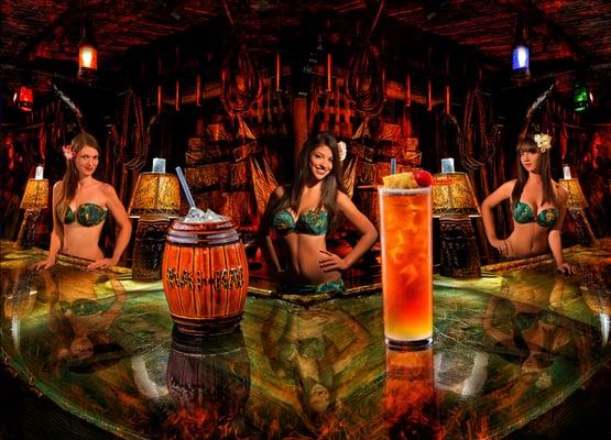 Enjoy your favorite tropical drink (we have over 50 to choose from)served by one of our Molokai maidens.