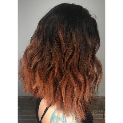 Copper ombré & a line cut