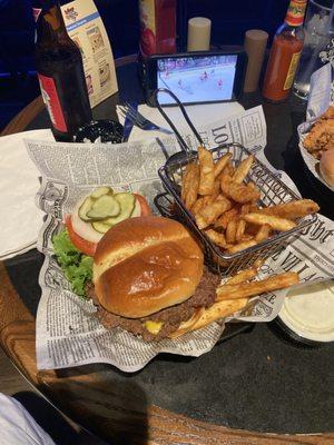 Smash burger and fries