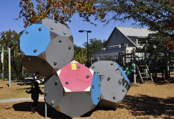 Climbing structures for bouldering.