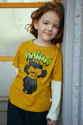 Grumpy Chimp Layered Sleeve Cotton Tee by Mainio