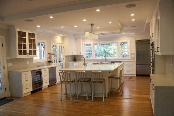 Piedmont kitchen remodel - seamlessly blending two rooms after knocking down a wall and hidden chimney