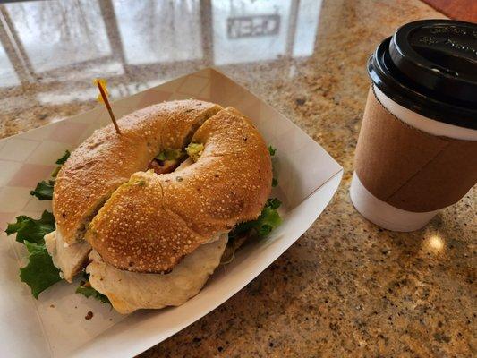 This chicken breath on jalapeno bagel is really good,