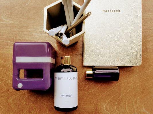 Scentfluence Mint Focus diffusible scent and personal cube diffuser, helps keep you energized and focussed.