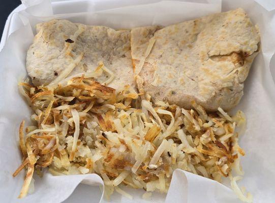 Breakfast wrap with hash browns