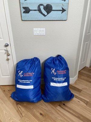 Super simple. Just threw everything in these big bags and placed it outside for pick up.