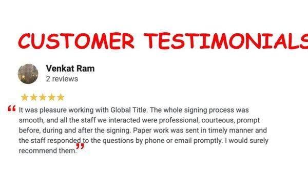 Customer Testimonials.