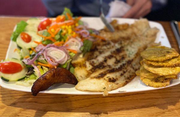 Filete A La Plancha con ensalada y maduros