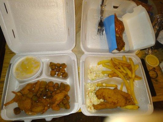 This is what I was given  to eat for $23.. at the grenada caption d's the lady taking my order was nice.  There was noone else there