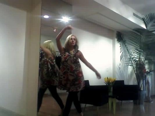 Dancing in one of Calvin's dresses