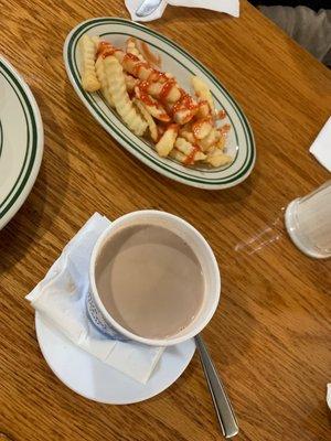 hot chocolate and fries