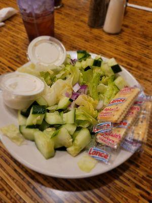 Toss salad w/ no tomatoes