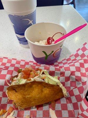 Taco and FroYo are delicious! Awesome service!