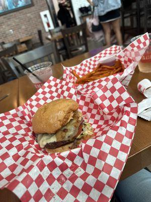 Acne burger sweet potato fries