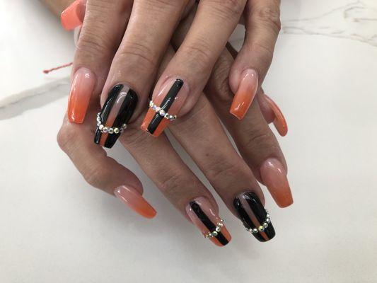 Black and orange with jewels design!