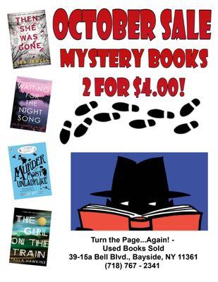 Oct. Sale: Mystery Books 2 for $4!!!