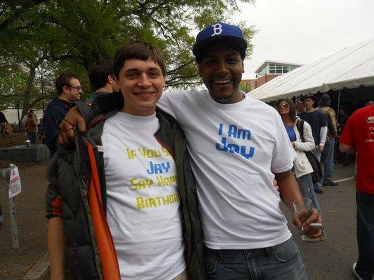 People celebrating a birthday at World Beer Festival Raleigh