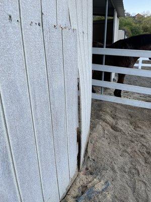 Stall wall took 8 mos to get repaired, but not properly and came undone again.