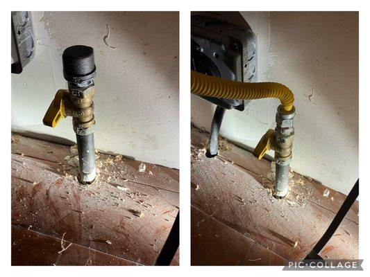 Customer needed the gas line capped off
No big to small
Www.Owensplumbing.org