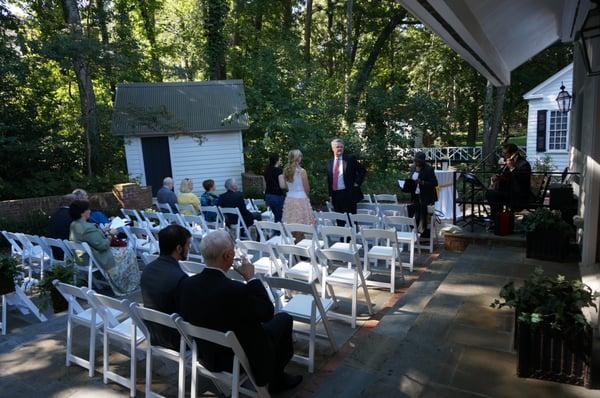 Patio area; it can hold twice this number of seats.