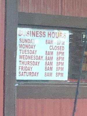 Hour sign on the front. These are their summer hours apparently.