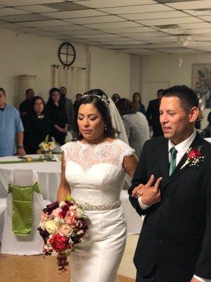 My beautiful mother walking down the aisle.