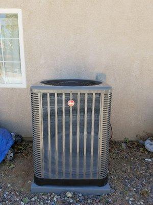 New Rheem 16 seer A/C we installed today. Really kicks butt in this extreme heat