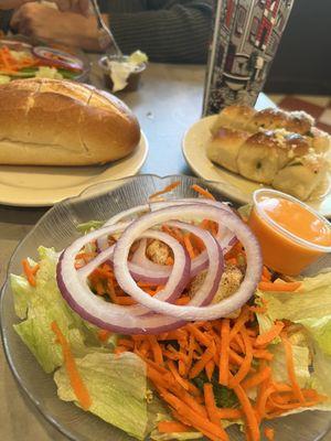 Salad and bread