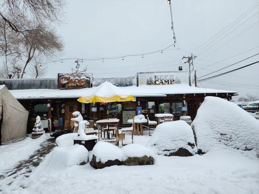 Entrance of Chop 40 on a beautiful snowy day