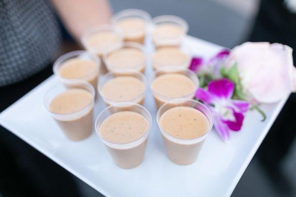 Delicious sundried tomatoes soup shots