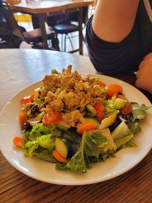 Teen ordered curried chicken salad. Ate all the chicken but too "teenager" for the dressing. Beautiful color salad, photo does no justice.