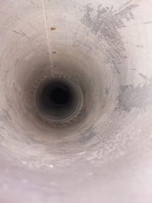 Dryer vent after cleaning and removing a clogged