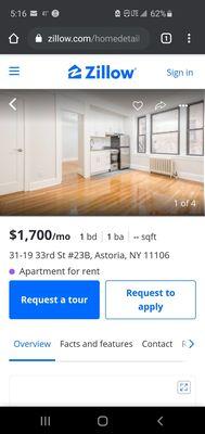 2 photos which show the increase in rent within a couple of hours.