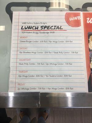 Lunch Special Menu