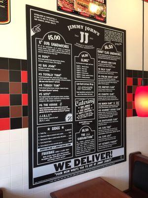 Very simple menu at Jimmy Johns. Don't overthink it