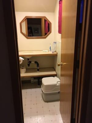 The dry bathroom in our cabin (yes, they have real toilets and a shower in the main lodge)