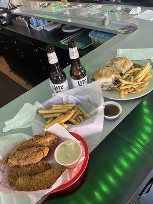 Chicken tenders and a French dip