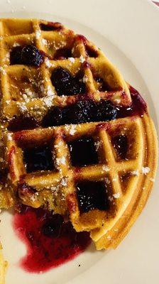 Housemade Blueberry Sauce on Belgian Waffle